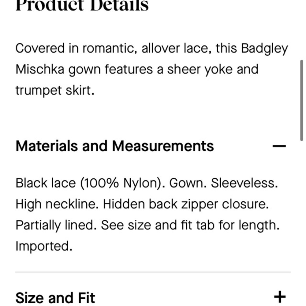 Badgley Mischka Lace Column Gown Size 2 Black Floral Lace - Picture 11 of 11